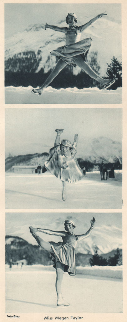 ICE FIGURE SKATING. Miss Megan Taylor - English Champion (2) 1935 old print